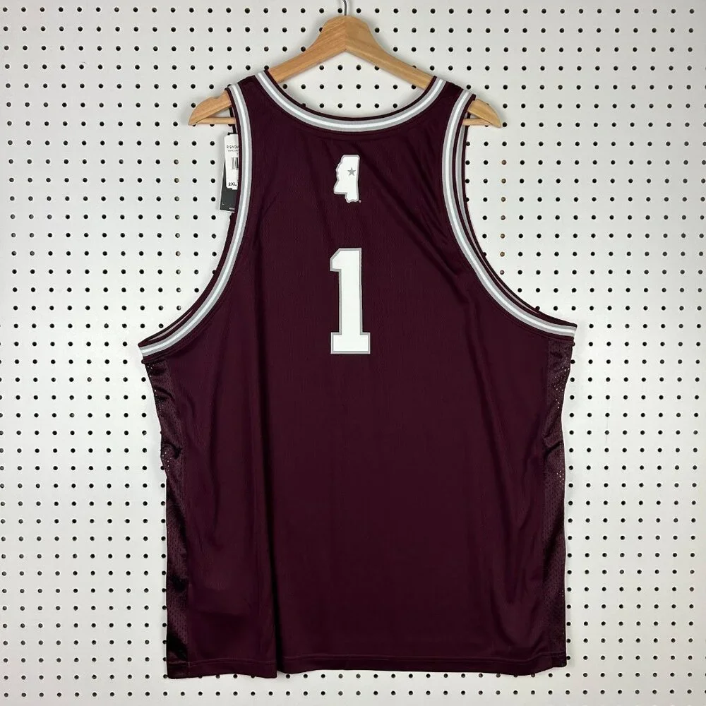 Mississippi State Bulldogs Basketball Jersey Sz XXL NWT $90 RETAIL Maroon White‎